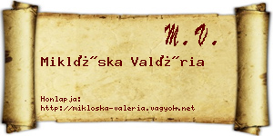 Miklóska Valéria névjegykártya